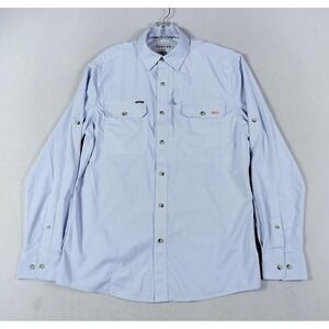 Poncho‎ Shirt Mens Small Blue Check Magnetic Pockets Slim Fit Fishing Gorpcore